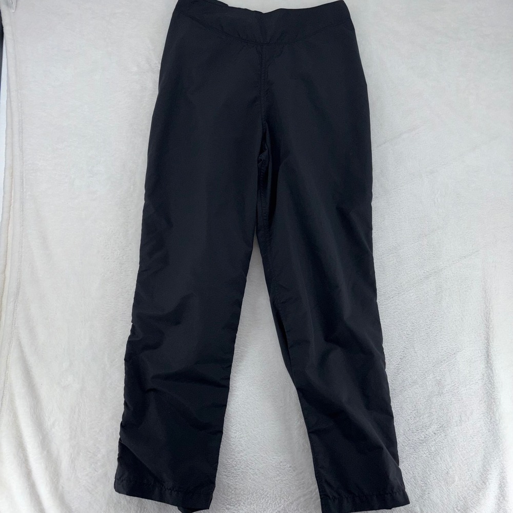LL Bean Vintage Women Black Nylon Wind Pants Side Zip Made in USA Large Gorpcore